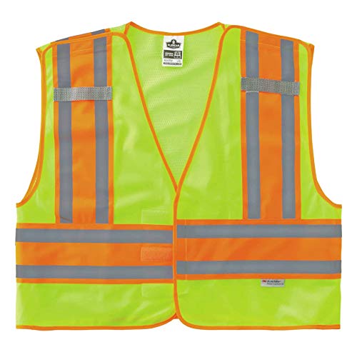 Ergodyne Public Safety Reflective Vest, High Visibility, ANSI Compliant, Breakaway, L/XL, Ergodyne GloWear 8245PSV - color: Lime, size: Large-X-Large