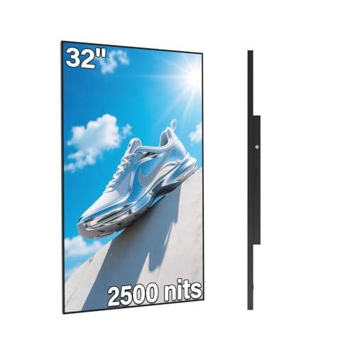 32inch Digital Signage, 2500nits High Brightness Advertising Display, Slim Fit Frameless LCD Monitor, CMS Remote Publishing, 24/7 Operation, Smart Split Screen Play, HDMI/USB/WiFi/Android System - size: 32"+2500nits
