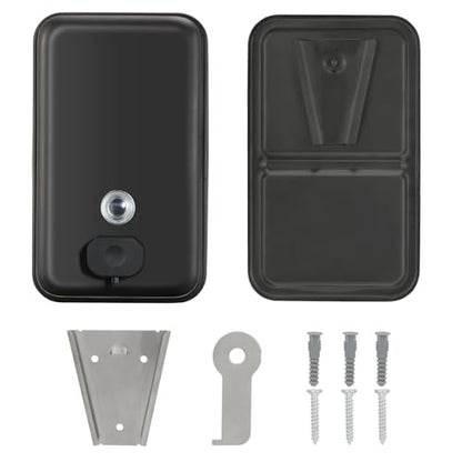 Stardrix Matte Black Stainless Steel Vertical 1100ml/37oz Capacity Commercial-Grade Soap Dispenser, Wall-Mounted Bathroom Hand Soap Dispenser with Corrosion-Proof Lining and Anti-Leak Pump - color: Vertical Matte Black