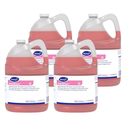 Diversey BreakDown Odor Eliminator & Cleaner Conc, Fresh, 1 gal, 4 Pack - size: 128 Fl Oz (Pack of 4)