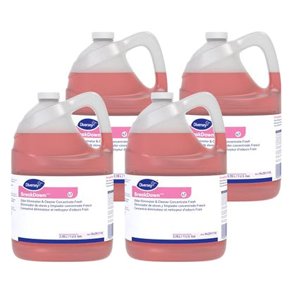 Diversey BreakDown Odor Eliminator & Cleaner Conc, Fresh, 1 gal, 4 Pack - size: 128 Fl Oz (Pack of 4)