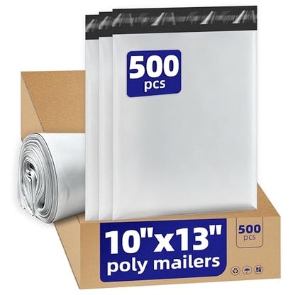 500pcs Poly Mailers 10x13 for Ecommerce Shipping,Online Retail - color: White, size: 10" x 13"500pcs