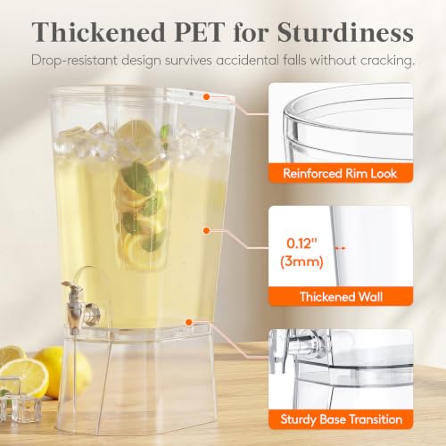 Lifewit 3 Gal Drink Dispenser with Fruit Infuser & Leak-Proof Spigot, 2 Pcs
