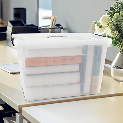 20L Stackable Box, Plastic Storage Bins with Latching Lids, 4-Pack - size: 18 L