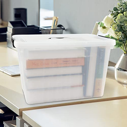 20L Stackable Box, Plastic Storage Bins with Latching Lids, 4-Pack - size: 18 L