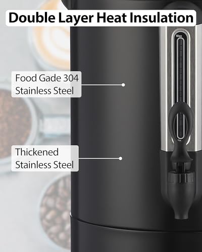 Garvee Commercial Coffee Urn,100 Cup-14 L,Hot Water Dispenser with Percolator, Stainless Steer Hot Beverage Thermos, Easy Two Way Dispenser,Black - color: Black, size: 100 Cups (14 L)
