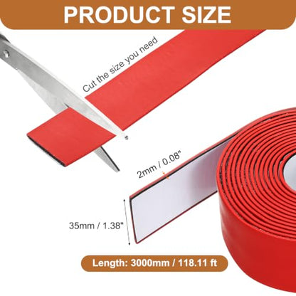 Smoke Fire Seal Strip 9.8Ft 35mm/1.38" Wx 2mm/0.08" T Red - color: Red, size: 9.8FT x 35mm / 1.38" W x 2mm / 0.08" T