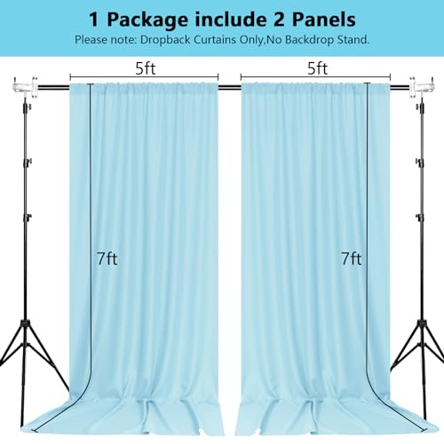 MEETSKY Blue Backdrop Curtains,Birthday Backdrop Drapes,5ft x 7ft,2 Panels - color: Light Blue, size: 60"W x 84"L (Pack of 2)