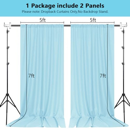 MEETSKY Blue Backdrop Curtains,Birthday Backdrop Drapes,5ft x 7ft,2 Panels - color: Light Blue, size: 60"W x 84"L (Pack of 2)