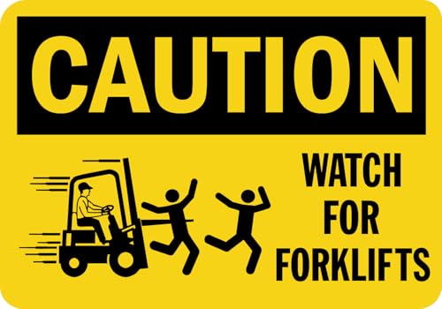 StickerJet OSHA Caution Sign Watch For Forklifts (With Graphic) Stickers – Self Adhesive Vinyl 5-Pack, Sign for Warehouse and Industrial Waterproof & UV Resistant (7" x 10") - color: Caution: Watch For Forklifts, size: 7" x 10"