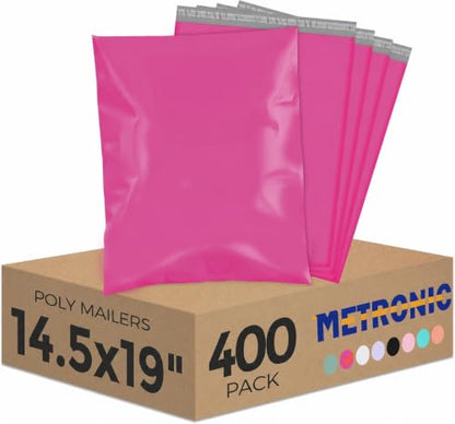 Metronic Poly Mailers 14.5x19 400 Pack, Large Bulk Self Seal Shipping Bags - color: Pink, size: 14.5x19 400PC