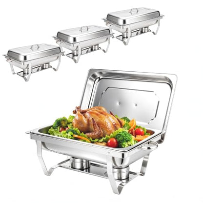 9QT Rectangular Chafing Dishes for Buffet, Chafers and Buffet Warmers Sets - color: Silver, size: Rectangular