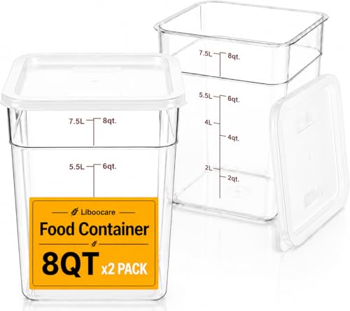 2 Pack 8Qt Clear Food Storage Containers with Lids – BPA-Free Stackable Kitchen Organizer for Pantry, Fruits, Vegetables, Meal Prep & Dough Proofing - color: Clear-8QT