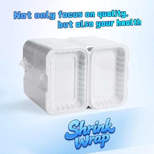 YANGRUI 50-Pack 28oz 9x6 White Takeout Boxes - Shrink Wrapped No Pre-Wash