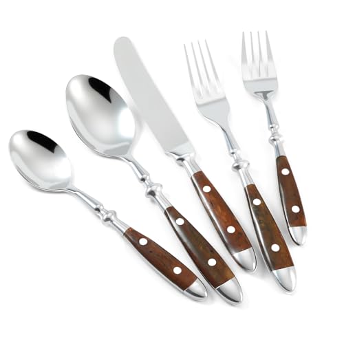 Silverware Set Brown Luxury Vintage Handle 20-Piece Service for 4 - color: Brown, size: 20 Pcs