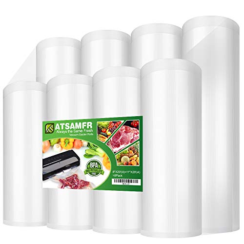 8Pack Vacuum Sealer Rolls with 8"&11"x20' 4 Rolls Each - size: 8=Pack 8"x20'(4Rolls)+ 11"x20' (4Rolls)