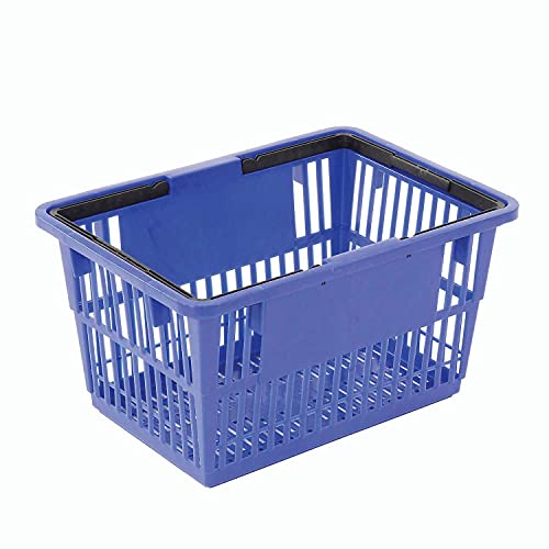 Good L Corp. Plastic Shopping Basket with Plastic Handle, Standard, Blue, 17"L X 12"W X 9"H - Lot of 12