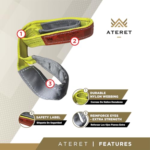 ATERET Twisted Eye Polyester Lift Sling I 2" x 20 feet I Heavy Duty Lifting Web Sling I (2" x 20') - size: 2" x 20'