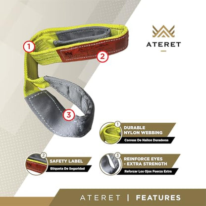 ATERET Twisted Eye Polyester Lift Sling I 3" x 8 feet I Heavy Duty Lifting Web Sling I (3" x 8') - size: 3" x 8'