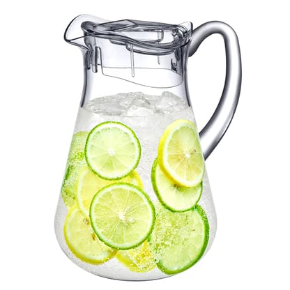 Amazing Abby - Droply - Plastic Pitcher (64 oz, 2 Quart), Clear Water Pitcher with Lid, Fridge Jug, BPA-Free, Shatter-Proof, Great for Iced Tea, Sangria, Lemonade, Juice, Milk, and More - style: Droply (64 oz)