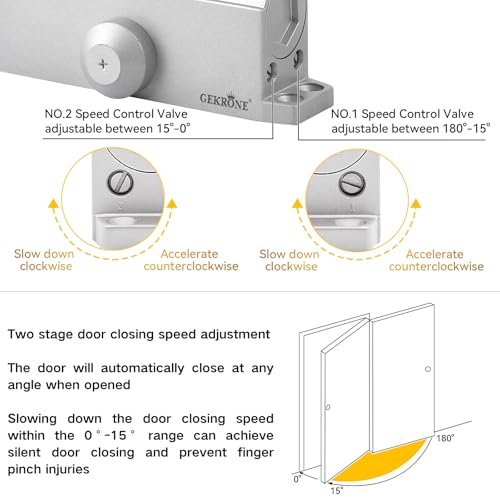 Automatic Door Closer Heavy Duty Fire Prevention Spring Hydraulic Aluminum Alloy Surface Mounted Residential Commercial Grade Door Closer Adjustable Speed Door Weights 99-187 Lbs Size2-Silver - size: Size2 Silver-Door Weight 99-187 Lbs