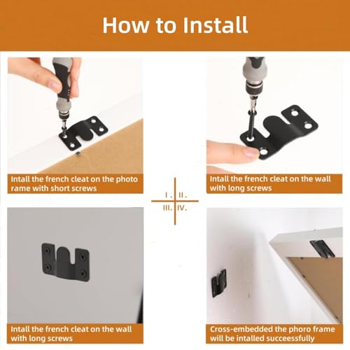 16Pcs Stainless Steel Interlock Hanging Buckle,Flush Concealed Mount Brackets Stainless Steel Z Clip Bracket Interlock Hanging Buckle Mountain Buckle for Picture Display Art Gallery - color: Black, size: Small Without Screws