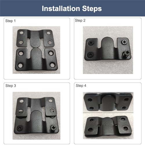 10Pcs Black Flush Mount Brackets 2.1" x 1.3" Stainless Steel Interlock Photo Hanging Buckle, Heavy Duty Picture Hanger Sectional Connector Z Clips Headboard Wall Mounting Brackets with Screws - size: 2.1" x 1.3"/ 4 hole