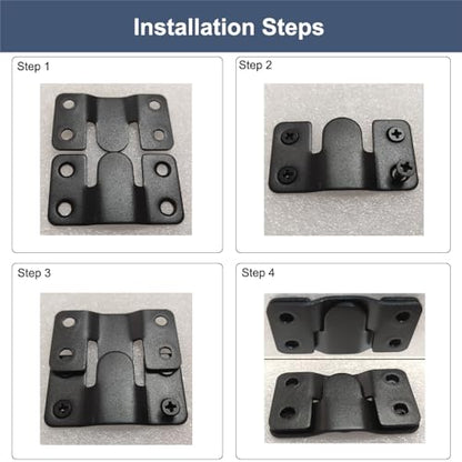10Pcs Black Flush Mount Brackets 2.1" x 1.3" Stainless Steel Interlock Photo Hanging Buckle, Heavy Duty Picture Hanger Sectional Connector Z Clips Headboard Wall Mounting Brackets with Screws - size: 2.1" x 1.3"/ 4 hole