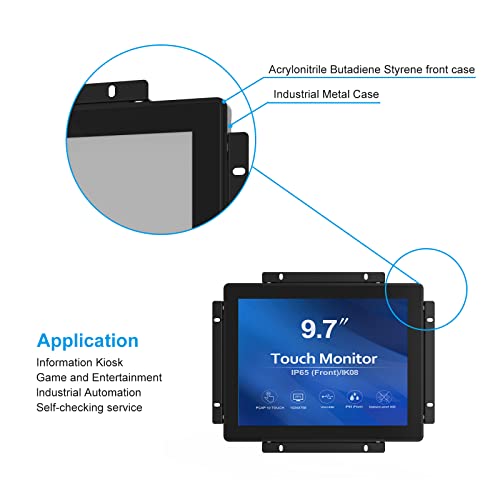 GreenTouch 9.7 Inch Open Frame 1024x768 PCAP Touch Screen Monitor, Embedded Touch LCD Display for Industrial - size: 9.7 in