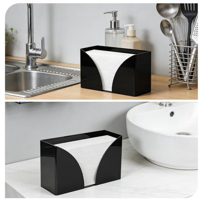 Black Paper Towel Dispenser Countertop,Napkin Dispenser,Acrylic Bathroom Guest Towel Holder for Table,Can Wall-Mount C-Fold,Z-Fold,Trifold Paper Hand Towel Dispenser for Bathroom Home and Commercial