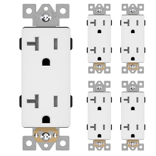 LIDER Decorator Receptacle, Tamper-Resistant Wall Outlet, 20A, 5-Pack - color: White, size: 20 Amp (No Wall Plate)