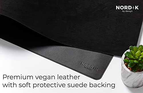 Nordik Leather Desk Mat - Pebble Black - Large Leather Desk Pad 35x17 in - color: Pebble Black