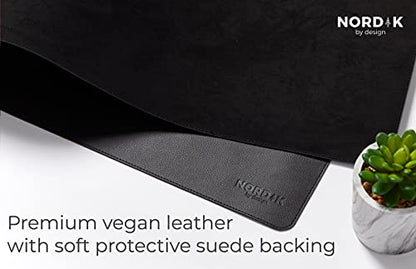 Nordik Leather Desk Mat - Pebble Black - Large Leather Desk Pad 35x17 in - color: Pebble Black