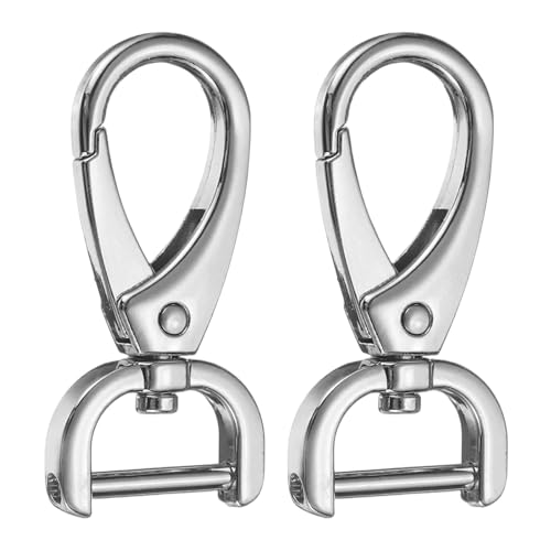 HARFINGTON 2Pcs Detachable Snap Hook Swivel Clasp 5/8" D Ring with Swivel Lobster Claw Clasps Hook for Purse Strap Keychain Bag DIY Craft, Silver - color: Silver, size: 5/8"