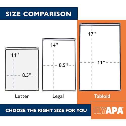 Ilyapa Clear Menu Covers, 11x17 Inch - 30 Pack, 2-View Single Page Design - color: Black, size: 11 x 17