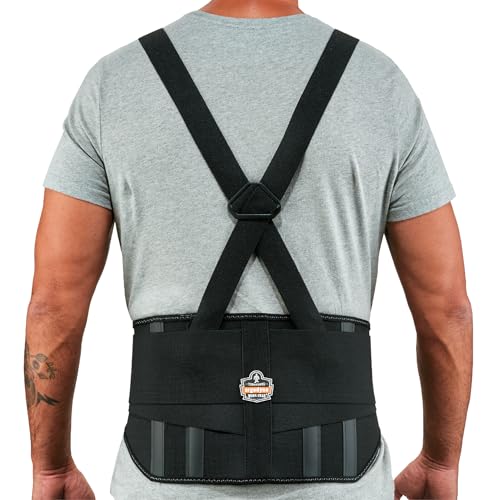 Ergodyne - 11108 ProFlex 1600 Back Support Brace, 9" Extended Support, High Cut Front For Mobility, 4XL,Black - size: XXXX-Large