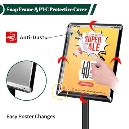 Heavy Duty Pedestal Sign Holder, 11 x 17" Floor Standing Sign Holder - color: Black, size: 11x17in