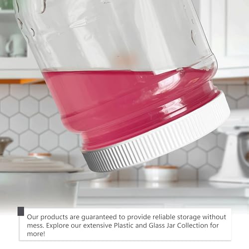 6 Pack - 12 oz (1.5 Cup) Plastic Storage Jars with 70-450 Leak Proof White Lid, Food Grade, BPA Free, Hand Wash Only (12oz, 6pk) - size: 12oz, 6PK White