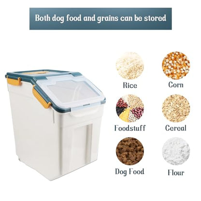 2 Pack 50 lb Airtight Flour Storage Containers with Wheels, Blue - color: Blue