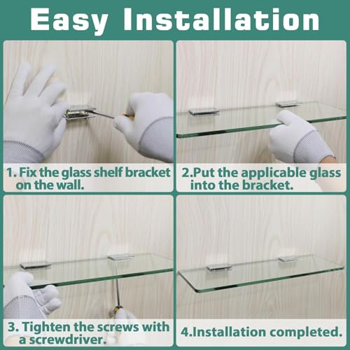 Alise Glass Shelf Brackets, Fits 8–12 mm Glass for Shower Use, 2 Pack - color: Polished Chrome