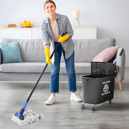 KeFanta Heavy Duty Mops for Floor Cleaning,60" Commercial Industrial Mop - size: 1 large industrial mop - Blue
