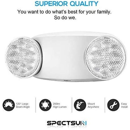 SPECTSUN 10 Pack LED Emergency EXIT Sign Lighting Combo- 120-277V Emergency Exit Lights for Home Power Failure-UL 924 Certified Commercial Emergency Light Fixtures,Ebulb Led Light Bulb - size: 10 Pack