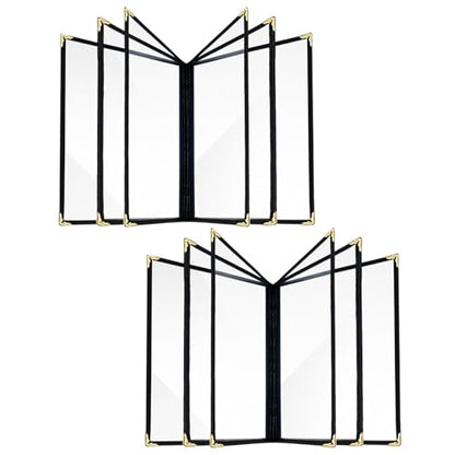 Menu Covers 2-Pack 8.5 x 11 Inch, Clear Restaurant Menu Holders with 6 Page (12 Sides) Capacity, Waterproof Durable Plastic Menu Protector for Cafe, Bar, Pub, Bistro, Diner – Black - size: 2 pack 6 page / 12 view - 8.5" x 11"