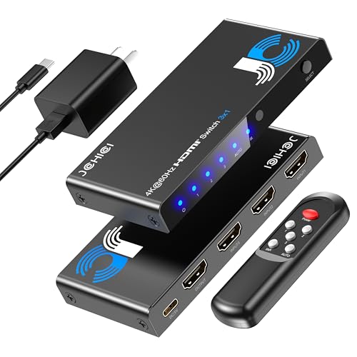 HDMI Switch 3 in 1 Out 4K 60Hz – JCHICI with Remote - size: 1x3 HDMI Switch 4k