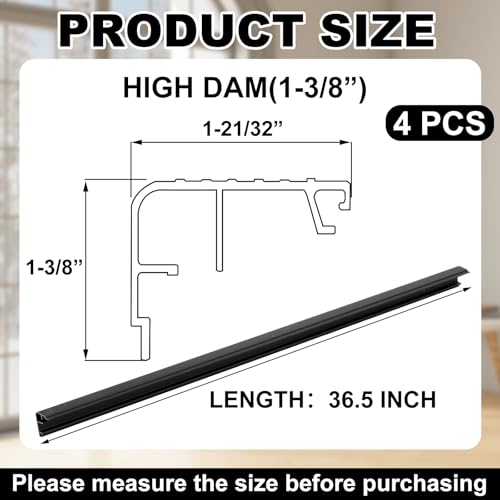 4 Pcs 36" L Fixed Vinyl Sill Threshold Cap 1-3/8 Inches High, Black - color: Black, size: 1-3/8,36 Inch