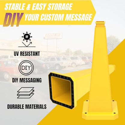 28 inch Yellow Safety Caution Cones Blank, Safety Road Cones Unprinted with Heavy Rubber Weighted Base for DIY Custom Messaging Hazard Warning (6 Pack) - color: BLANK/YELLOW, size: 28 inch