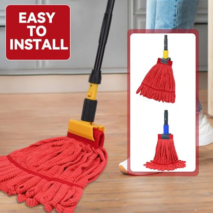 Heavy Duty Commercial Mop Head Replacement: 3 Packs 14oz Microfiber Tube Lint Free Industrial Heavy Duty Mop Head for Floor Cleaning - Super Absorbent & Bleach-Safe (Red) - color: Red-3pack