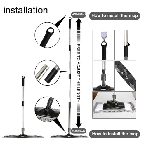 Gray Dust Mop with 2 Washable Pads - 58" Extendable Handle for All Floors - color: Gray