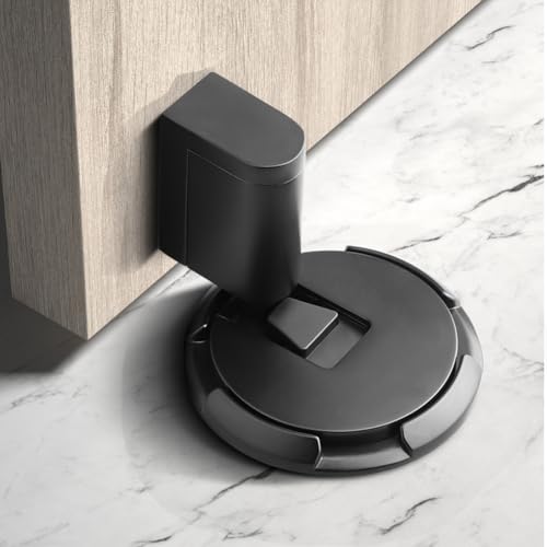 Windproof Door Stopper, Heavy Duty Doorstops, Height Adjustable Mechanical Door Catch Holder Keep Door Open, No Drilling with Screws and Adhesive, 1Pack, Black - color: Black