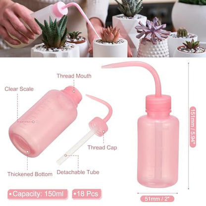 Patikil 150ml 5oz Succulent Eyelash Tattoo Wash, 18 Pcs Plastic Watering Squeeze Rinse Bottle for Plant Eyelash Extensions Irrigation Lab Gap Cleaning, Pink - color: Pink, size: 150ml/5oz
